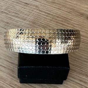 Silver Cuff Bracelet Engraved with Circles Can be Adjusted to fit wrist
